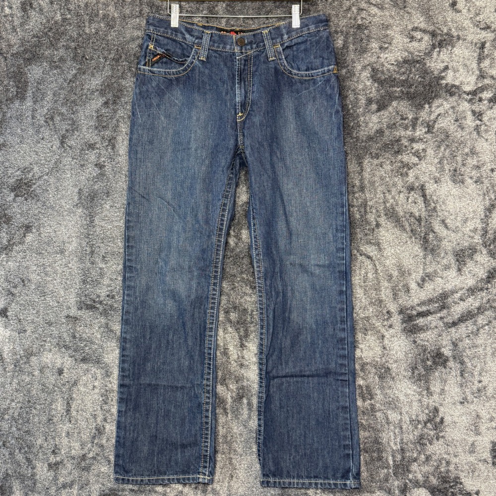 Ariat Work FR Jeans M4 Low Rise Boot Cut Mens 32x32 Blue Denim CAT 2